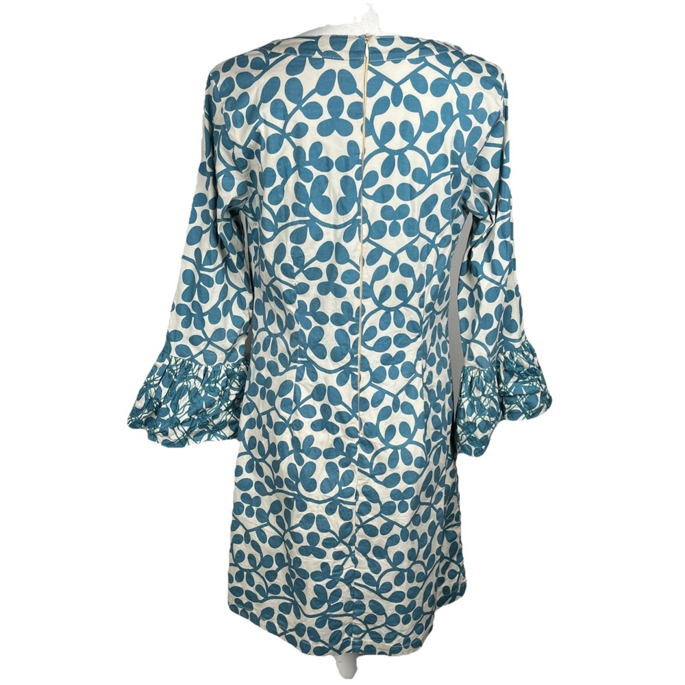 Almatrichi Vintage Teal Ivory Bell Sleeve Dress Women's‎ Size 44/12 - Picture 6 of 8